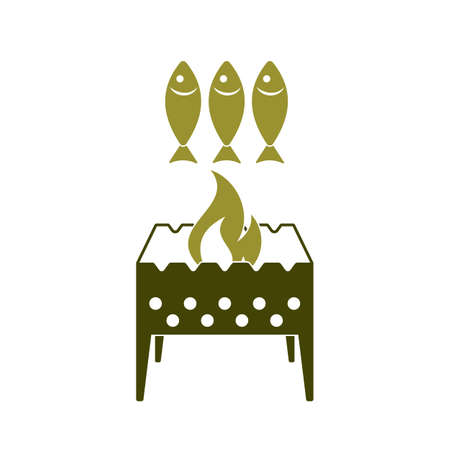 Grilled fish icon. Vector illustrationのイラスト素材