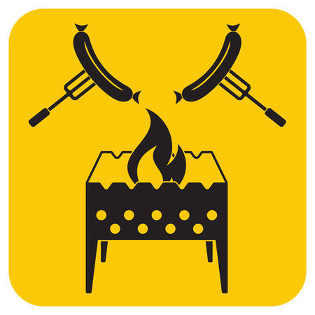 Brazier and sausage icon. Vector illustrationのイラスト素材