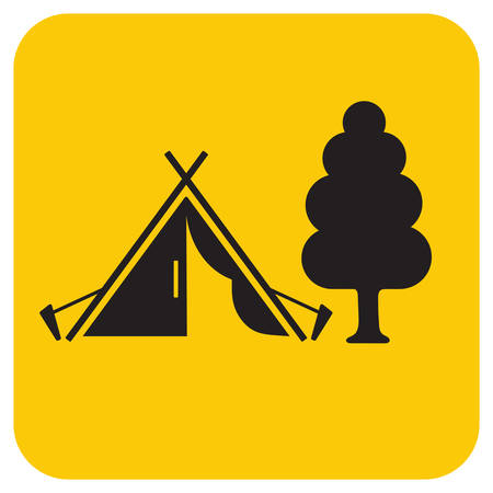 Stylized icon of tourist tent. Vector illustrationのイラスト素材