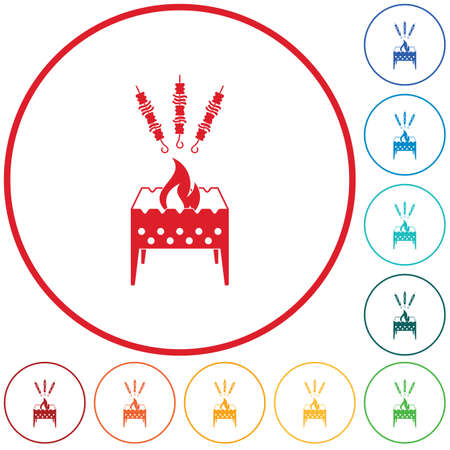 Brazier grill with kebab icon. Vector illustrationのイラスト素材