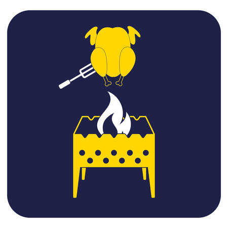 Brazier and chicken icon. Vector illustrationのイラスト素材
