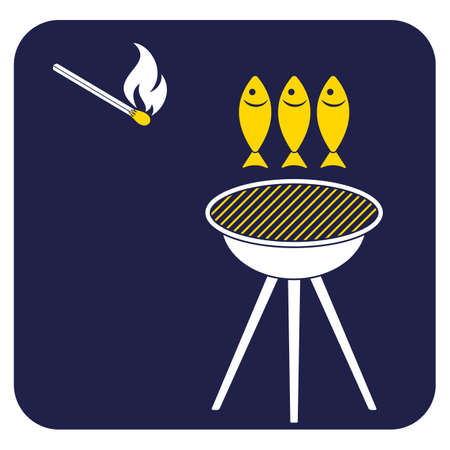 Grilled fish icon. Vector illustrationのイラスト素材
