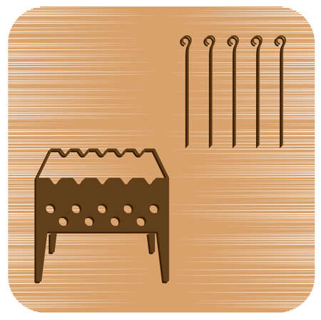 Brazier grill with skewers icon. Vector illustration

のイラスト素材