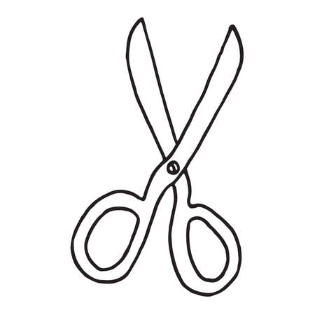 Scissor icon in doodle sketch lines. Vector illustrationのイラスト素材