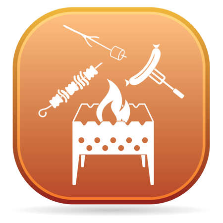 Brazier, zephyr, kebab and sausage icon. Vector illustrationのイラスト素材