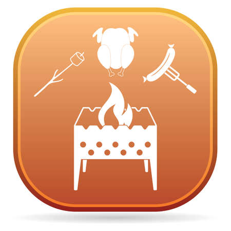 Brazier, zephyr, chicken and sausage icon. Vector illustrationのイラスト素材