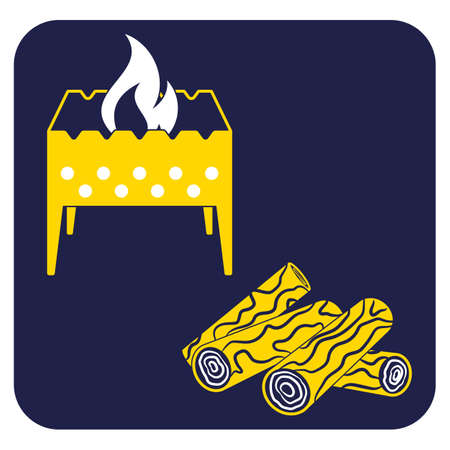 Brazier and firewood icon. Vector illustrationのイラスト素材