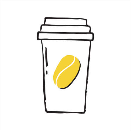 Handdrawn coffee glass container doodle icon. Flat design. Vector illustrationのイラスト素材