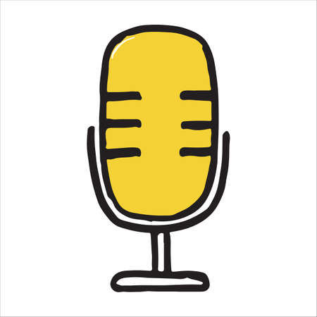 Handdrawn microphone doodle icon. Vector illustrationのイラスト素材