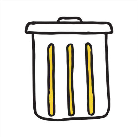 Hand drawn trash can doodle icon. Vector illustrationのイラスト素材