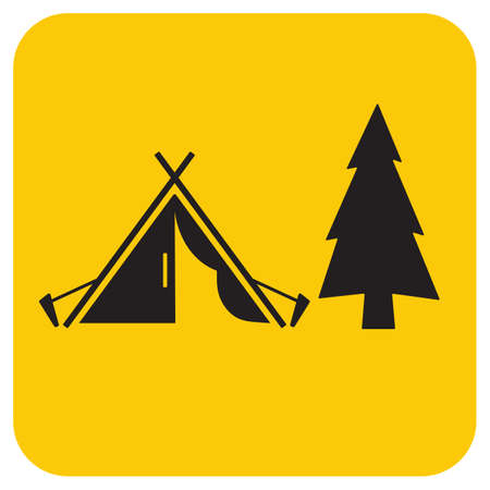 Stylized icon of tourist tent. Vector illustrationのイラスト素材