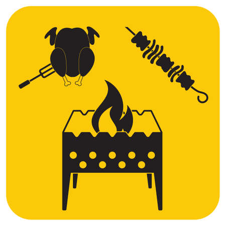 Brazier kebab and chicken icon. Vector illustrationのイラスト素材
