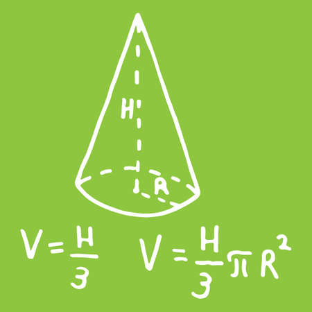 Hand drawn Cone volume. Sketch for education, icon. Decoration element. Vector illustrationのイラスト素材