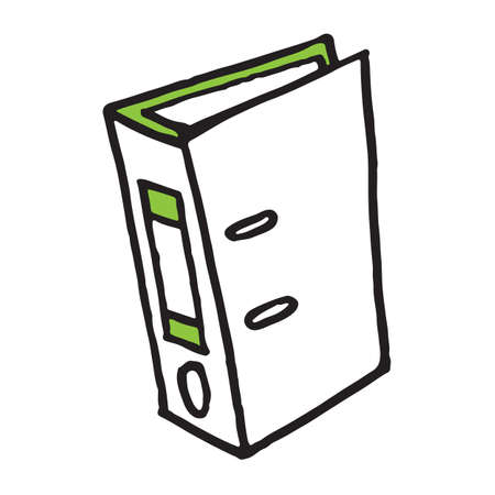 Handdrawn folder doodle icon. Hand drawn black sketch. Sign symbol. Decoration element. White background. Isolated. Flat design. Vector illustrationのイラスト素材