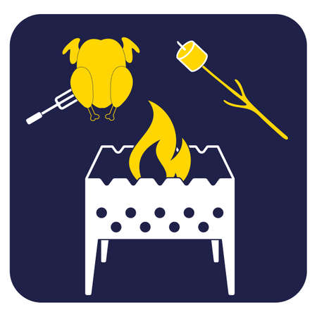 Brazier, zephyr and chicken icon. Vector illustrationのイラスト素材