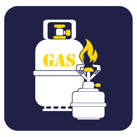 Camping stove with gas bottle icon vector. Vector illustration.のイラスト素材