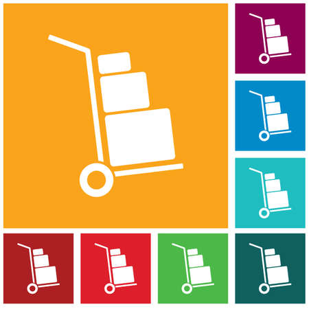 Luggage Trolley flat icon vector illustrationのイラスト素材
