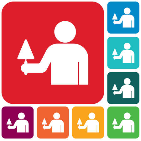 Mason worker with trowel. Vector illustrationのイラスト素材