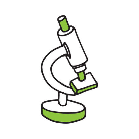 Hand drawn microscope doodle icon. Flat design. Vector illustration