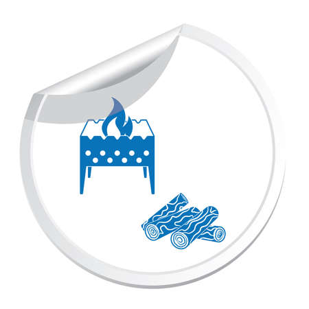 Brazier and firewood icon. Vector illustrationのイラスト素材