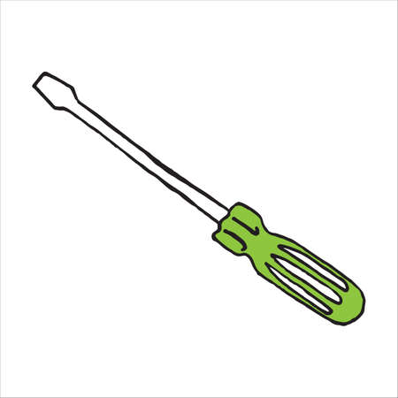 Screwdriver icon in doodle sketch lines. Vector illustrationのイラスト素材