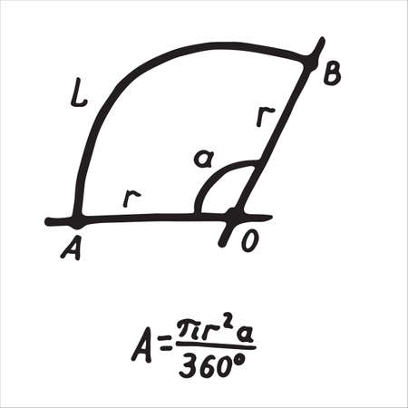 Hand drawn sector of circle Area. Sketch for education, icon. Decoration element. Vector illustrationのイラスト素材