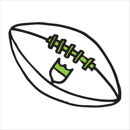 Hand Drawn American Football Ball on white background. Vector illustrationのイラスト素材