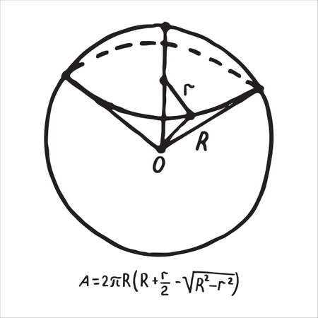Hand drawn spherical sector surface area. Sketch for education, icon. Decoration element. Vector illustrationのイラスト素材