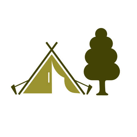 Stylized icon of tourist tent. Vector illustrationのイラスト素材