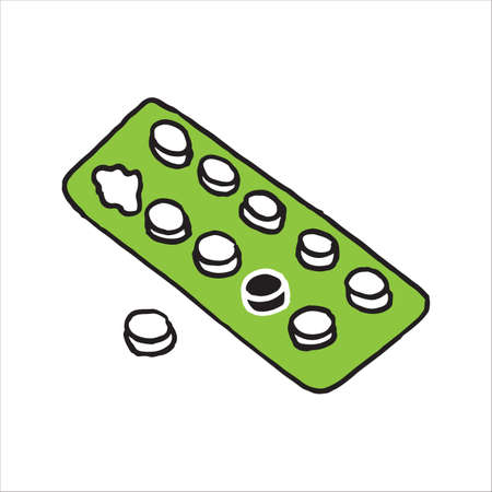 Pack Pills vector sketch icon isolated on background. Hand drawnのイラスト素材