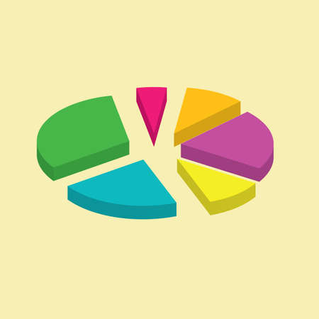 Business statistics, financial analysis, growth and development concept: colorful 3D pie isometric chartのイラスト素材