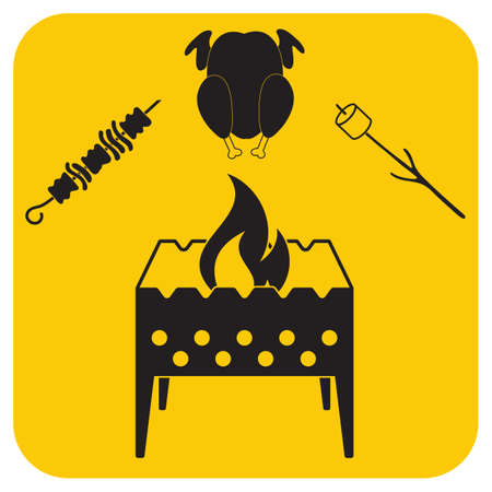 Brazier zephyr, kebab and chicken icon. Vector illustration

のイラスト素材
