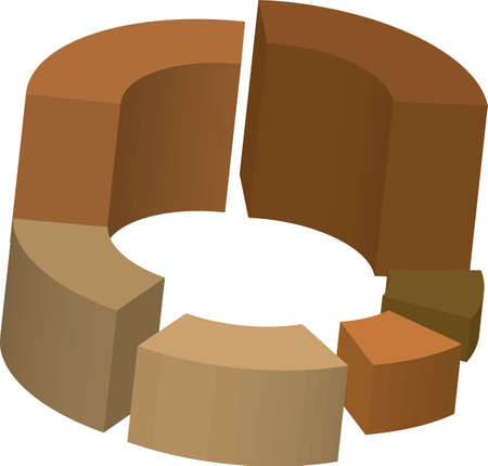 3D Infographics, donut circle divided into sectors chartsのイラスト素材