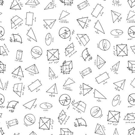 Hand drawn geometry supplies in seamless pattern. Vector illustrationのイラスト素材
