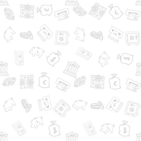 Hand drawn business finance supplies in seamless pattern. Vector illustrationのイラスト素材