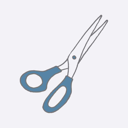 Scissor icon in doodle sketch lines. Vector illustrationのイラスト素材
