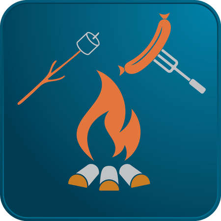 Grilled sausage and zephyr icon. Vector illustrationのイラスト素材