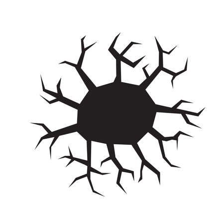 Dark hole in a wall or in the ground, ruined wall, vector illustrationのイラスト素材