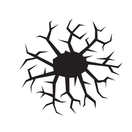 Dark hole in a wall or in the ground, ruined wall, vector illustrationのイラスト素材