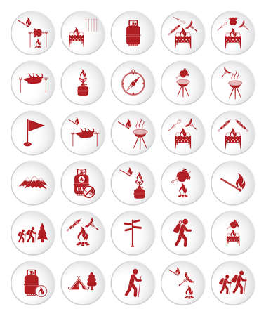 Set of travel and camping equipment icons. Vector illustrationの写真素材