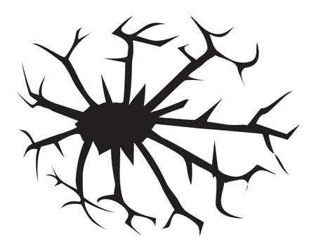 Dark hole in a wall or in the ground, ruined wall, vector illustrationのイラスト素材