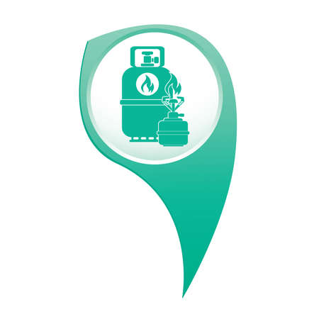 Camping stove with gas bottle icon. Flat icon isolated. Vector illustration

のイラスト素材