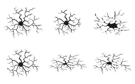 Dark hole in a wall or in the ground, ruined wall, vector illustrationのイラスト素材