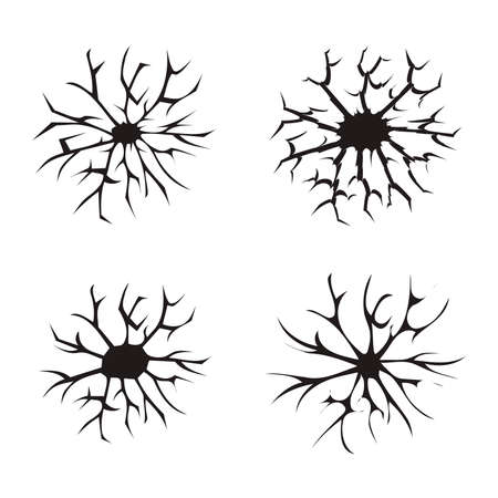 Dark hole in a wall or in the ground, ruined wall, vector illustrationのイラスト素材