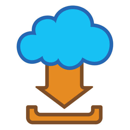 Cloud download flat icon sign logo. Vector illustrationのイラスト素材