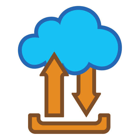 Cloud upload download  flat icon sign logo. Vector illustration