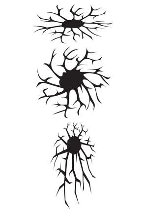Dark hole in a wall or in the ground, ruined wall, vector illustrationのイラスト素材