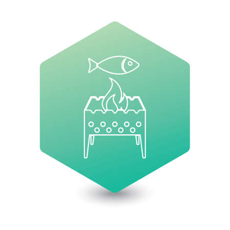 Brazier grill with fish icon. Vector illustration

のイラスト素材