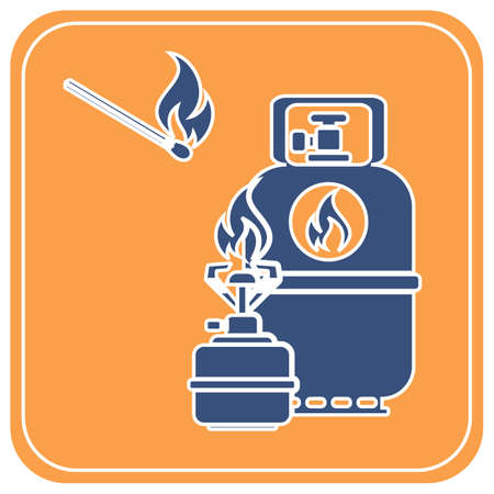 Camping stove with gas bottle icon vector. Vector illustration.

のイラスト素材