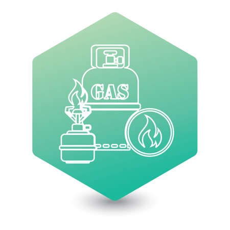 Camping stove with gas bottle icon. Vector illustration.

のイラスト素材